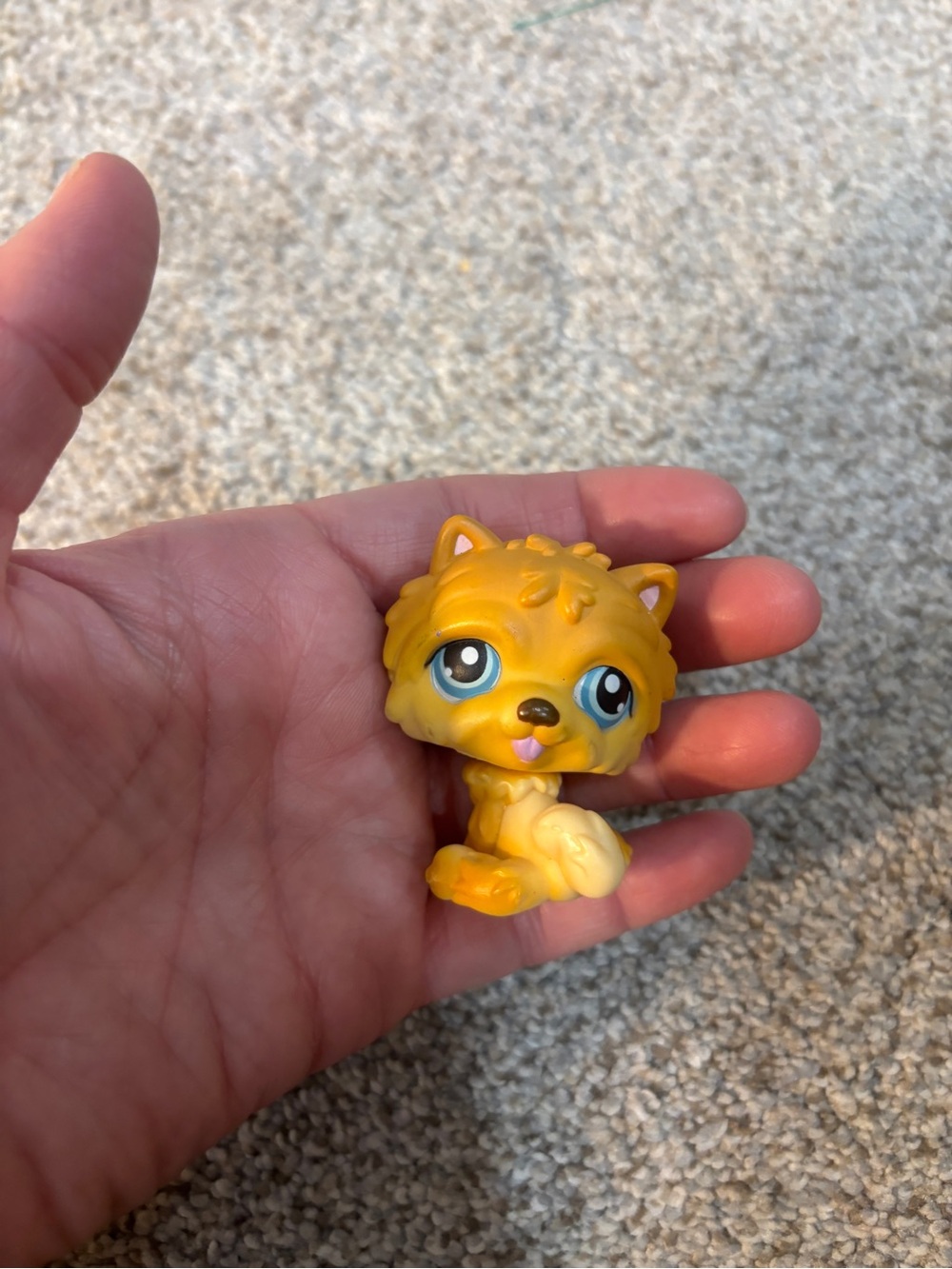 Hasbro Littlest Pet Shop LPS #117 Chow Dog Brown Gold Blue Eyes